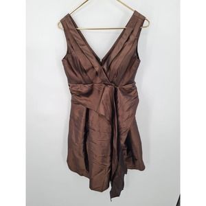 Bill Levkoff Short Brown Metallic Cocktail Formal Dress Size 8